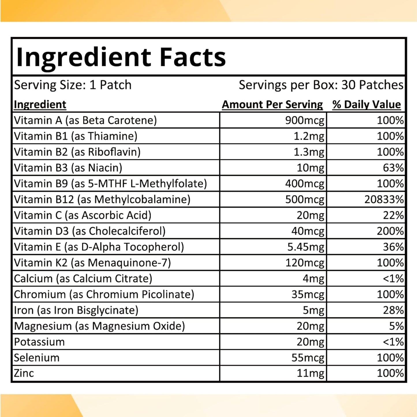 Diamond Hills Multi Patch-Up - 30 Count Daily Patches - Zero Calories and Sugar-Free