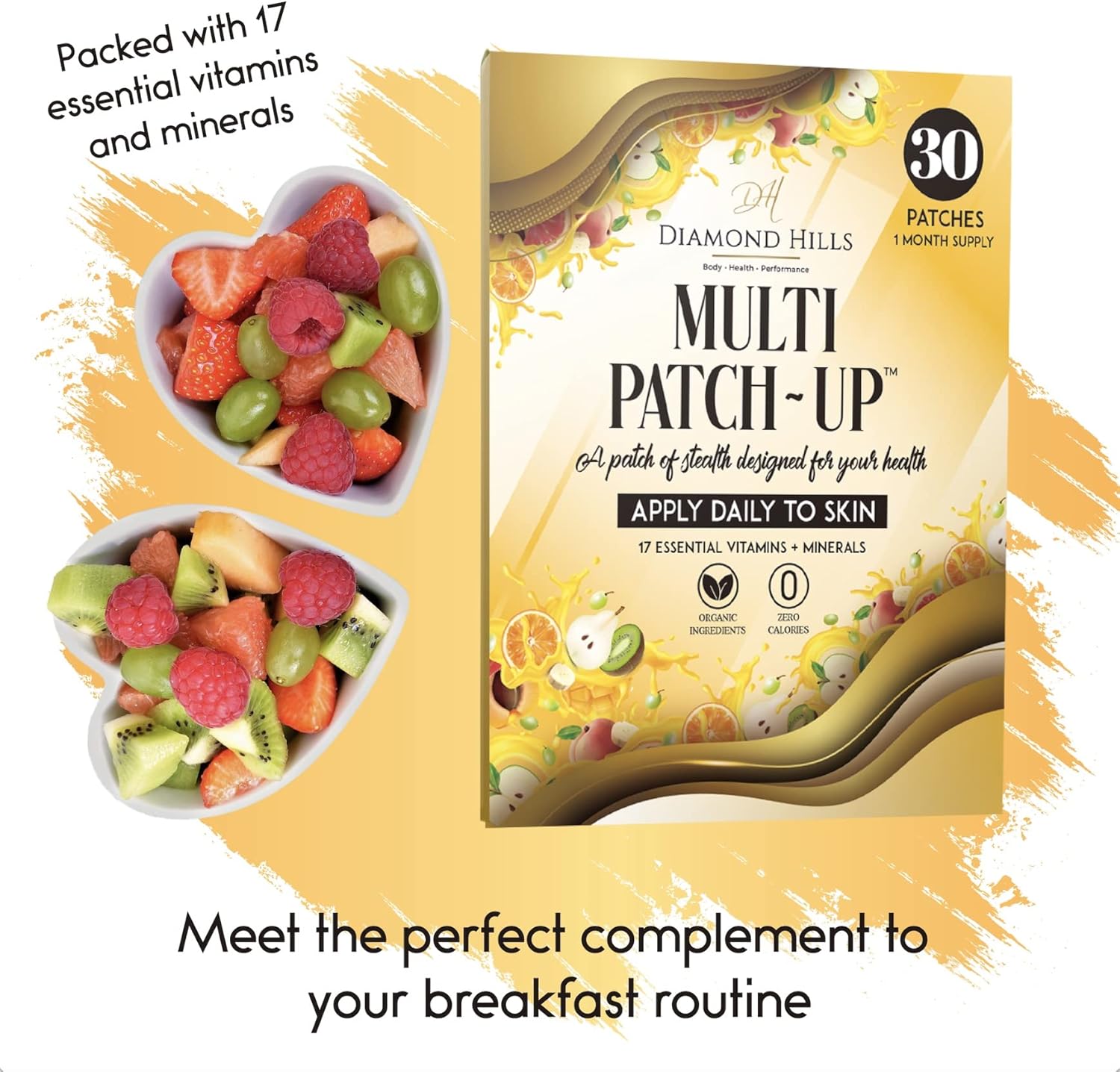 Diamond Hills Multi Patch-Up - 30 Count Daily Patches - Zero Calories and Sugar-Free