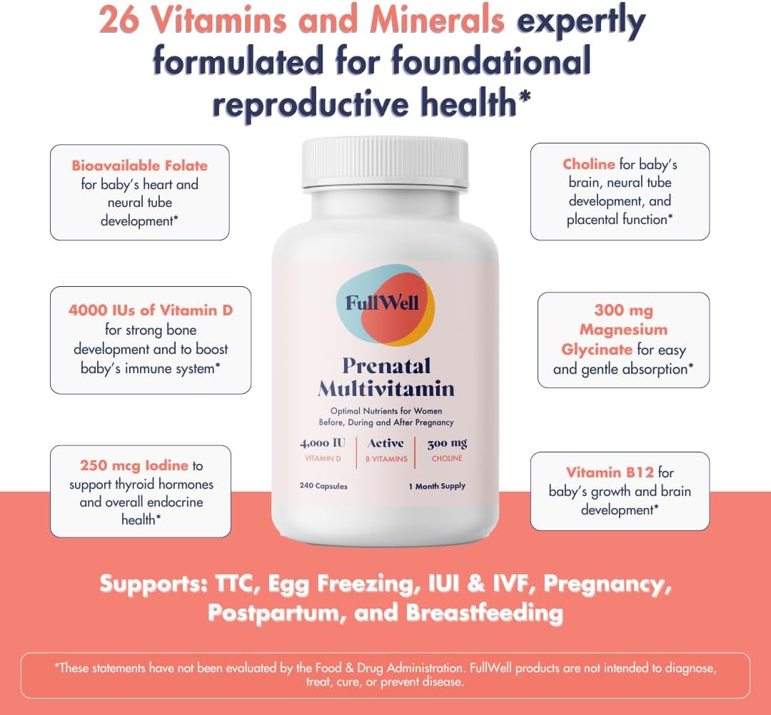 Dietitian-Formulated Prenatal Vitamin with DHA & Omega 3 Fish Oil | Brain & Nervous System Support | Non-GMO, 30 Servings
