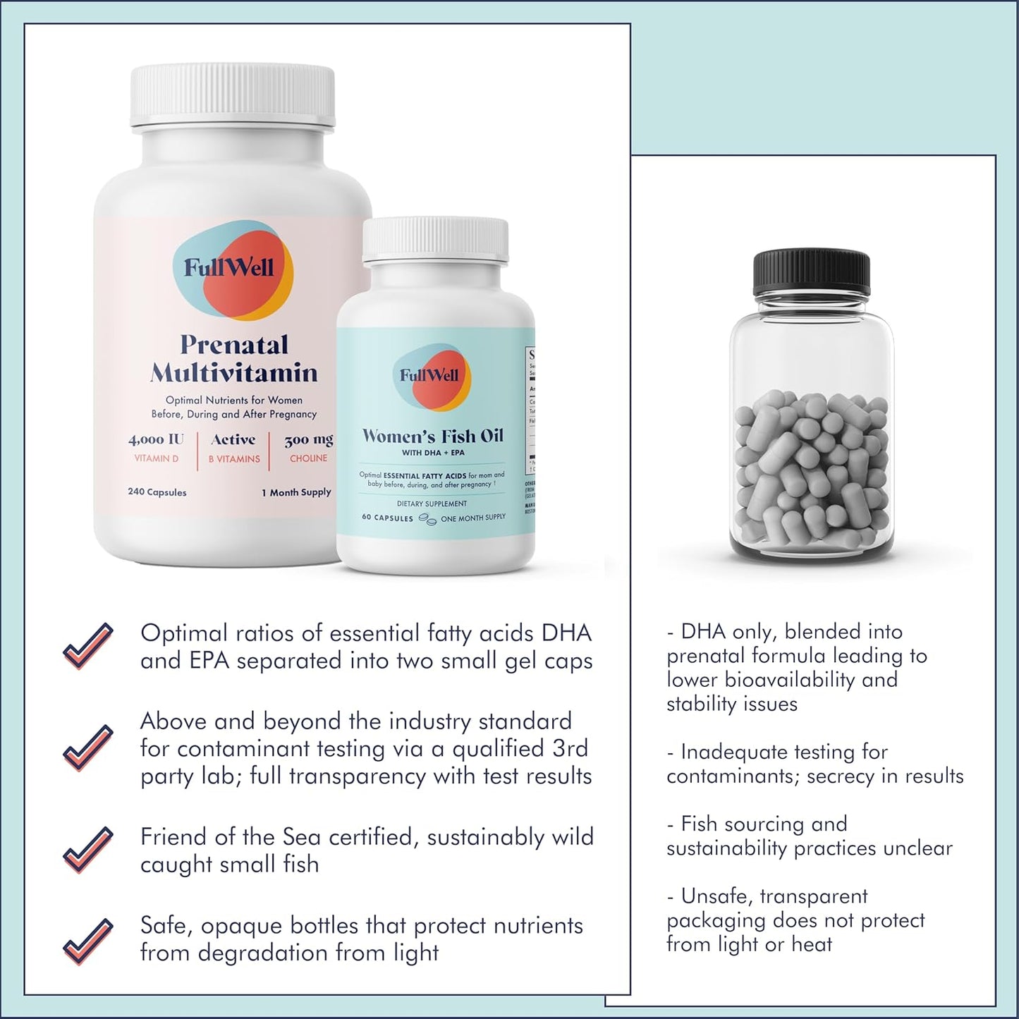 Dietitian-Formulated Prenatal Vitamin with DHA & Omega 3 Fish Oil | Brain & Nervous System Support | Non-GMO, 30 Servings