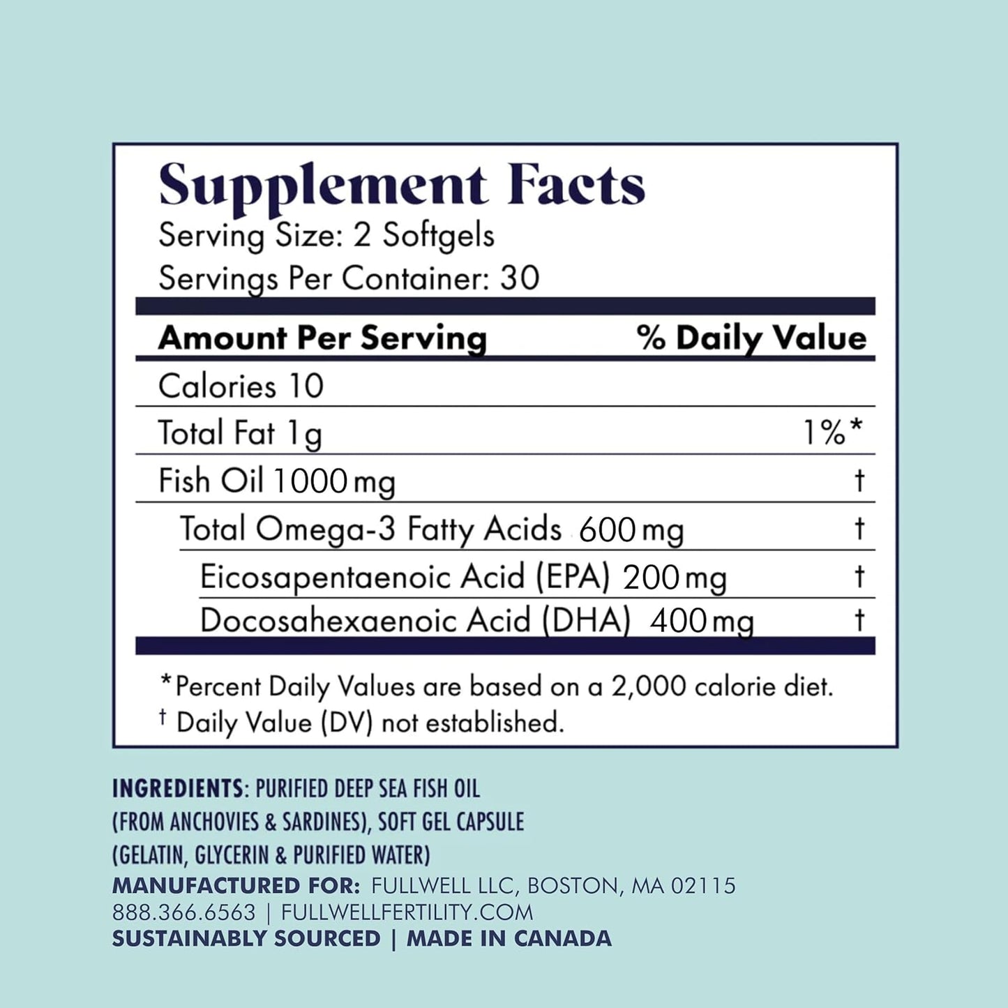 Dietitian-Formulated Prenatal Vitamin with Omega 3 Fish Oil for Brain Development - 30 Servings