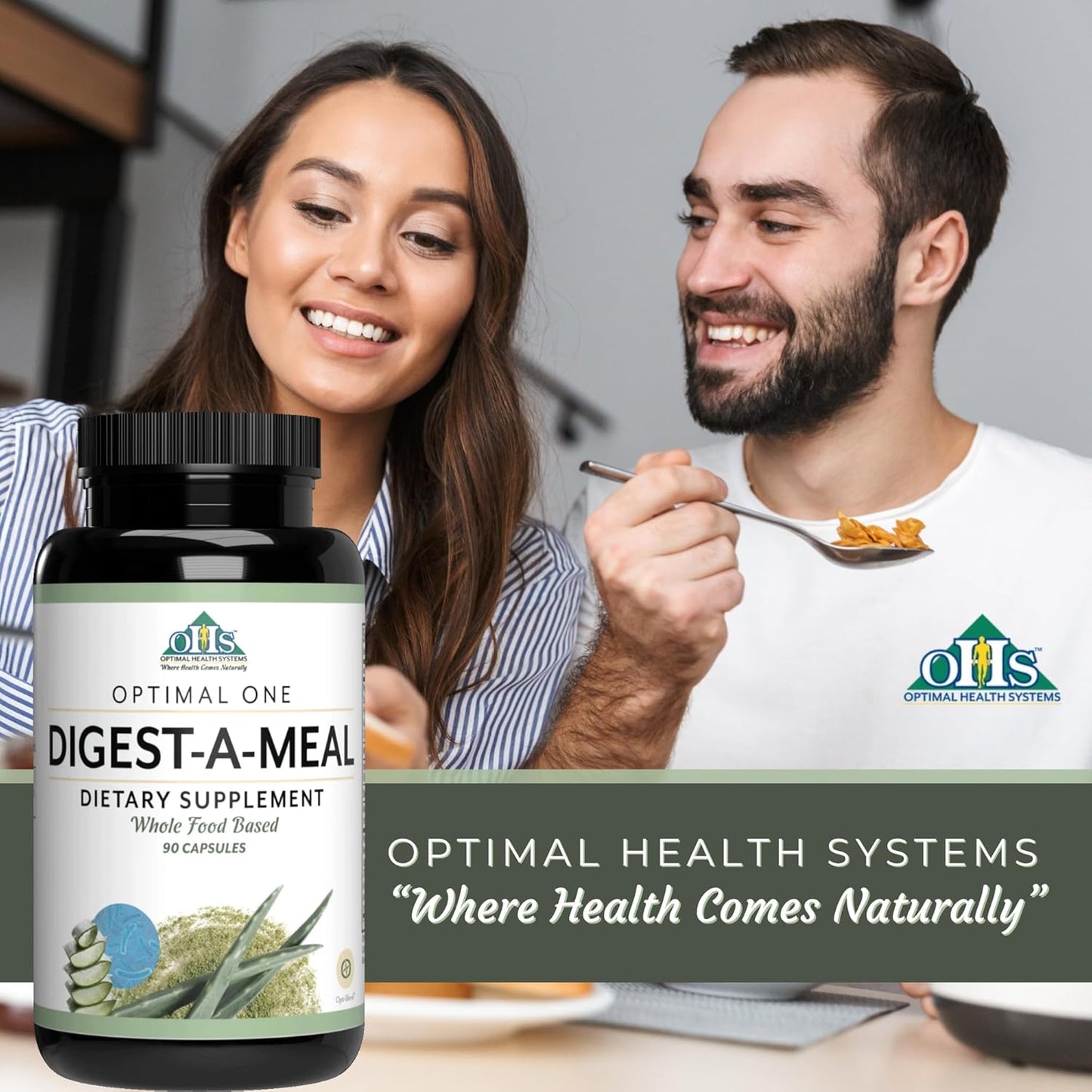 Digest-A-Meal Enzyme & Probiotic Supplement for Gut Health - Relief for Bloating, Acid Reflux, & Indigestion - Includes Aloe Vera Leaf - 90 Capsules