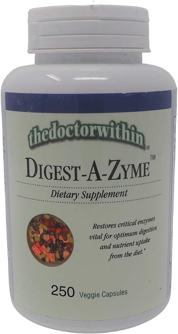 Digest-A-Zyme Supplement - Restore Critical Digestive Enzymes - 250 Veggie Capsules by The Doctor Within