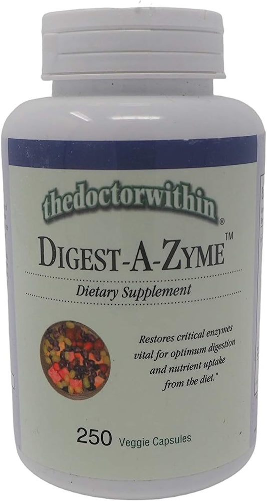 Digest-A-Zyme Supplement - Restore Critical Digestive Enzymes - 250 Veggie Capsules by The Doctor Within