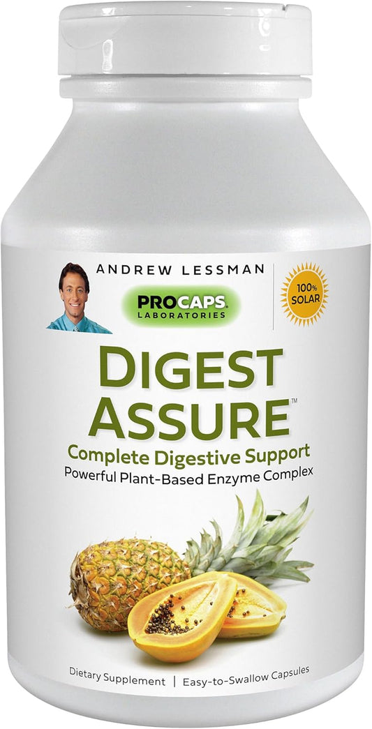 Digest Assure 60 Capsules - Natural Enzymes for Digestive Health, Vegetarian-Sourced, Easy to Swallow