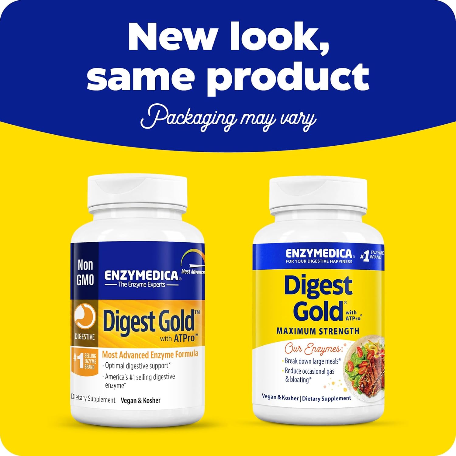 Digest Gold + ATPro: Maximum Strength Digestive Enzymes for Instant Bloating Relief - 180 Count