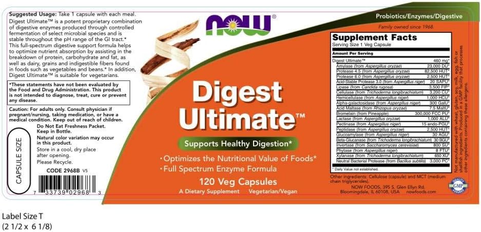 Digest Ultimate 120 Vegetable Capsules by NOW Foods