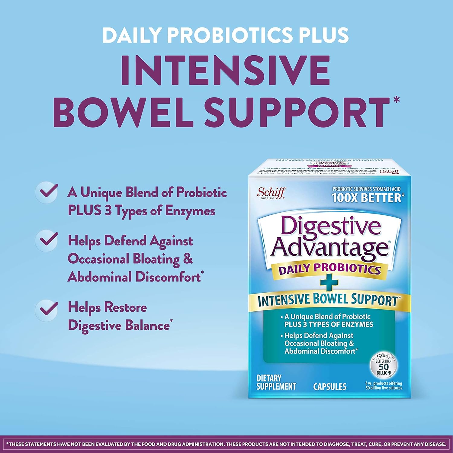 Digestive Advantage IBS Probiotics Capsules for Men and Women - Digestive Health, Intensive Bowel Support, Occasional Bloating Relief, Gut Health - 32ct