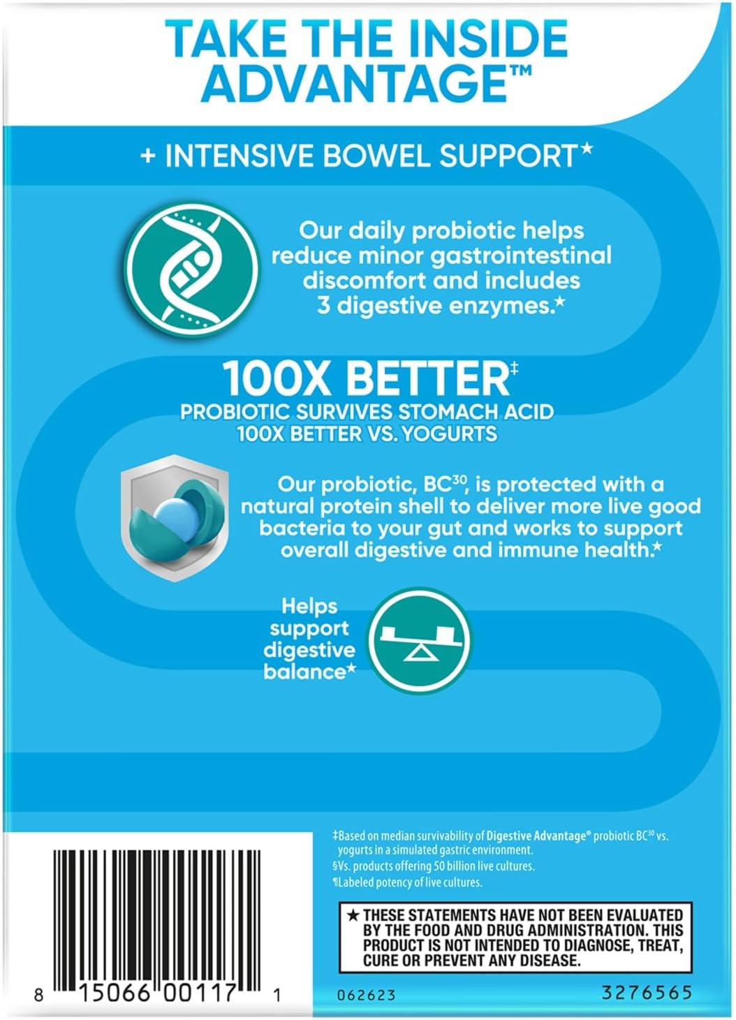 Digestive Advantage IBS Probiotics for Women and Men - Gut Health, Bloating & Immune Support - 96 Capsules