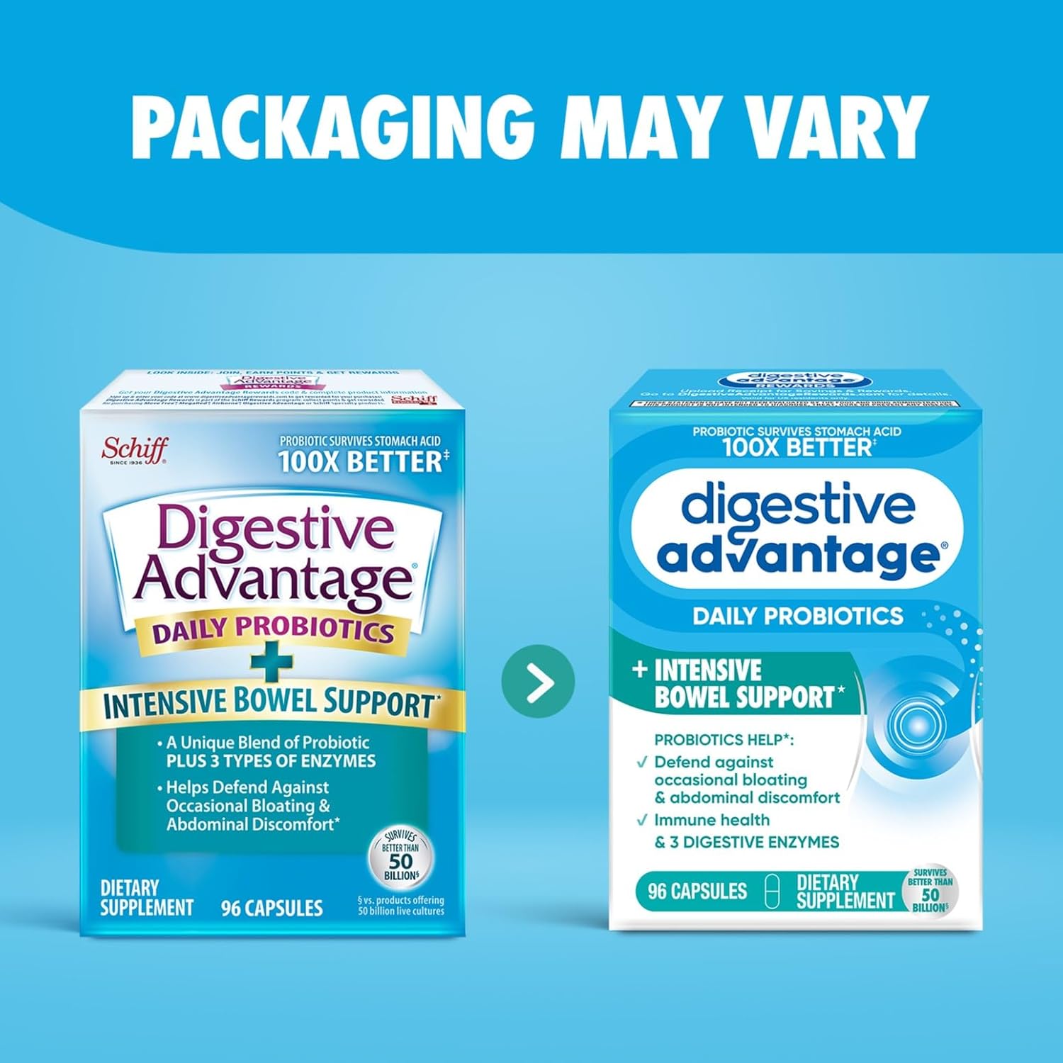 Digestive Advantage IBS Probiotics for Women and Men - Gut Health, Bloating & Immune Support - 96 Capsules