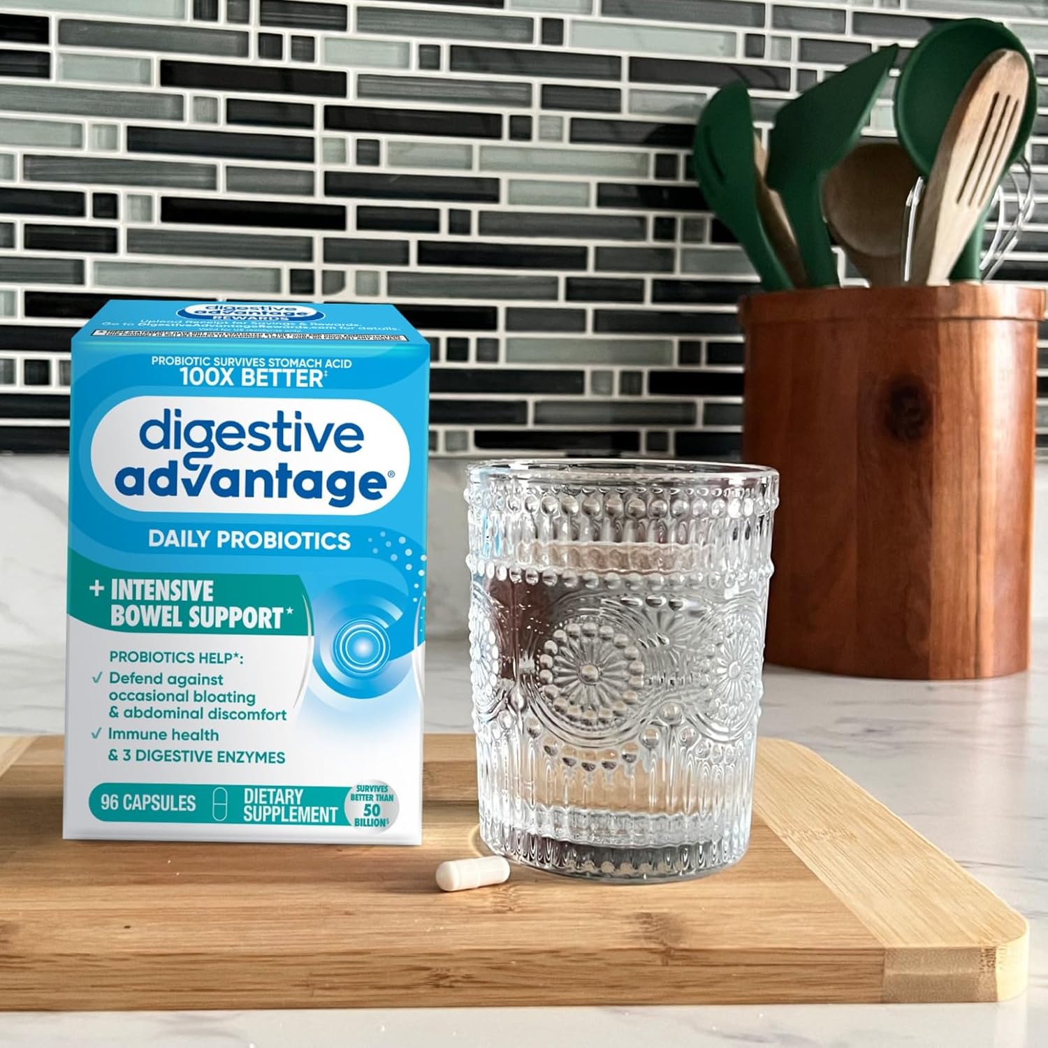 Digestive Advantage IBS Probiotics for Women and Men - Gut Health, Bloating & Immune Support - 96 Capsules