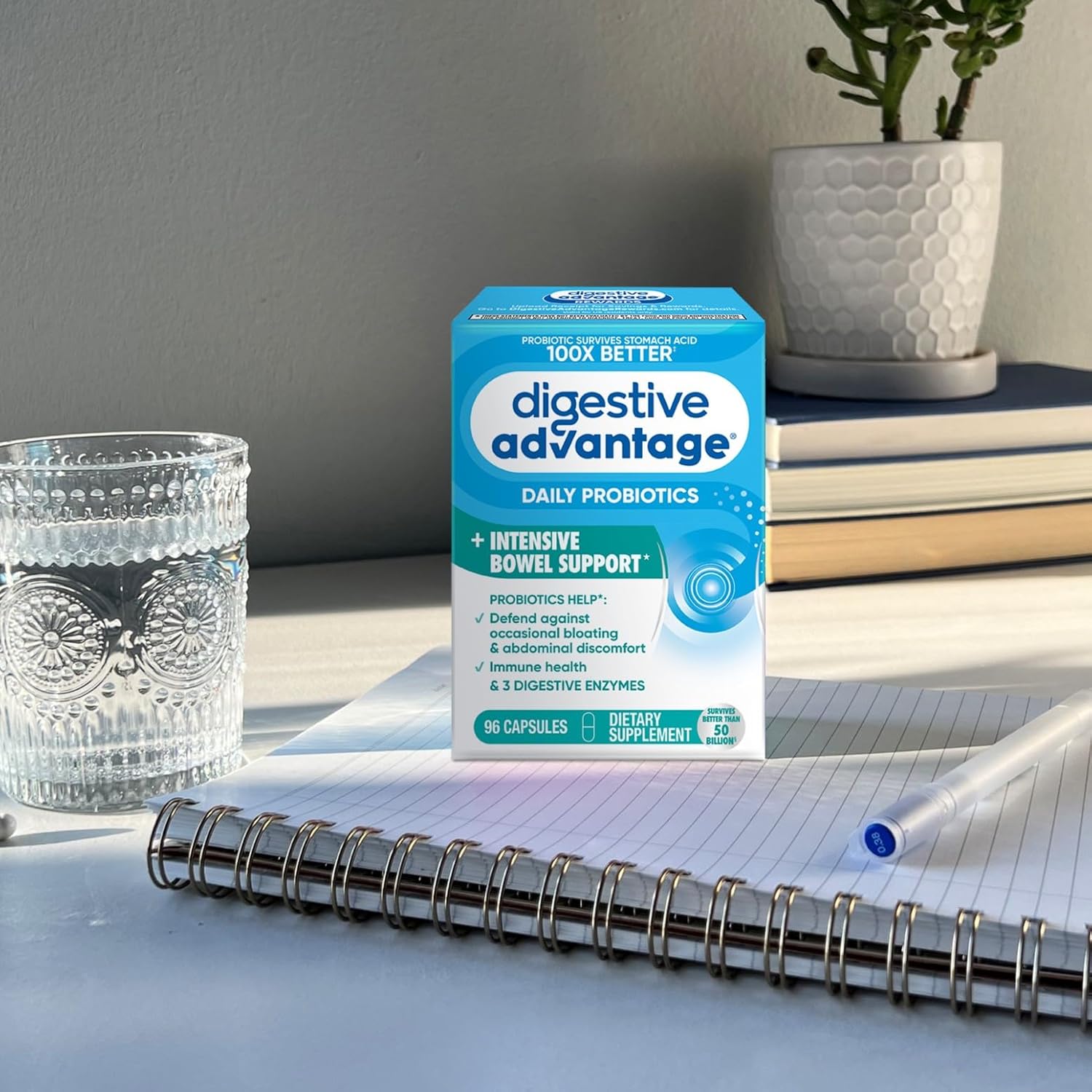 Digestive Advantage IBS Probiotics for Women and Men - Gut Health, Bloating & Immune Support - 96 Capsules