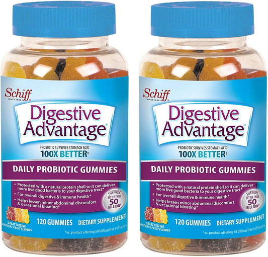 Digestive Advantage Probiotic Gummies for Adults - Gluten-Free, Assorted Fruit Flavors, 240 Count - Supports Digestive Health, 100x Better Survival Rate