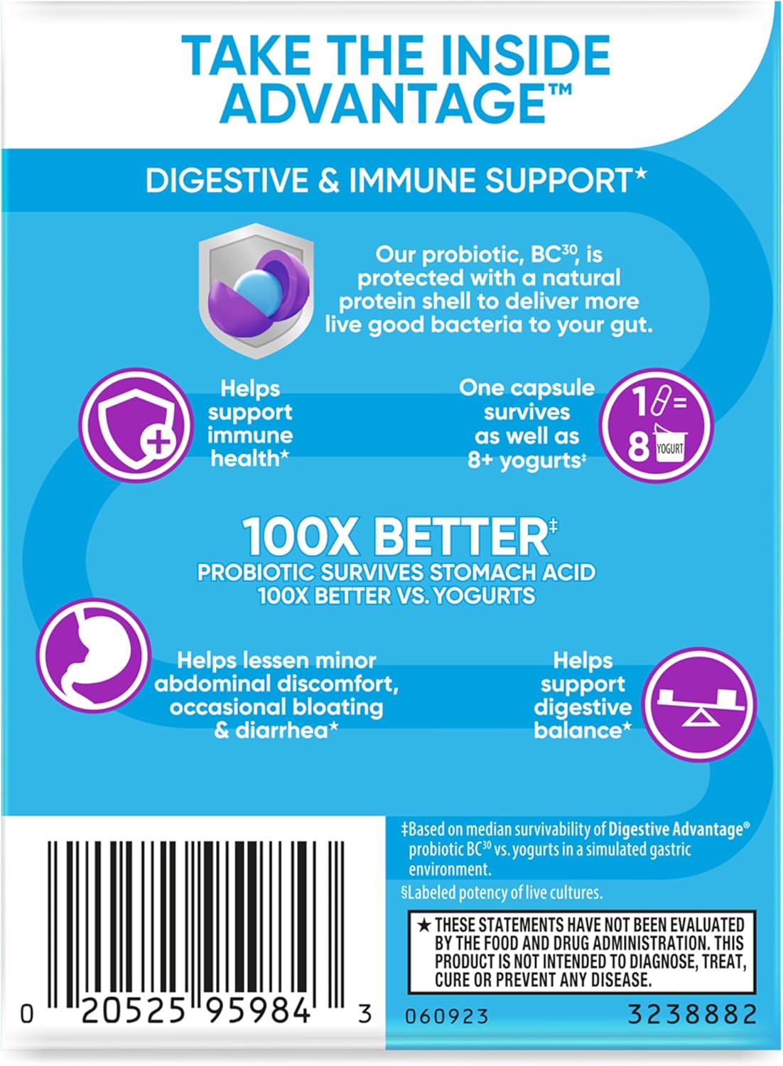 Digestive Advantage Probiotics for Men and Women, 80ct Capsules, Supports Gut Health and Immune System, Reduces Bloating and Diarrhea