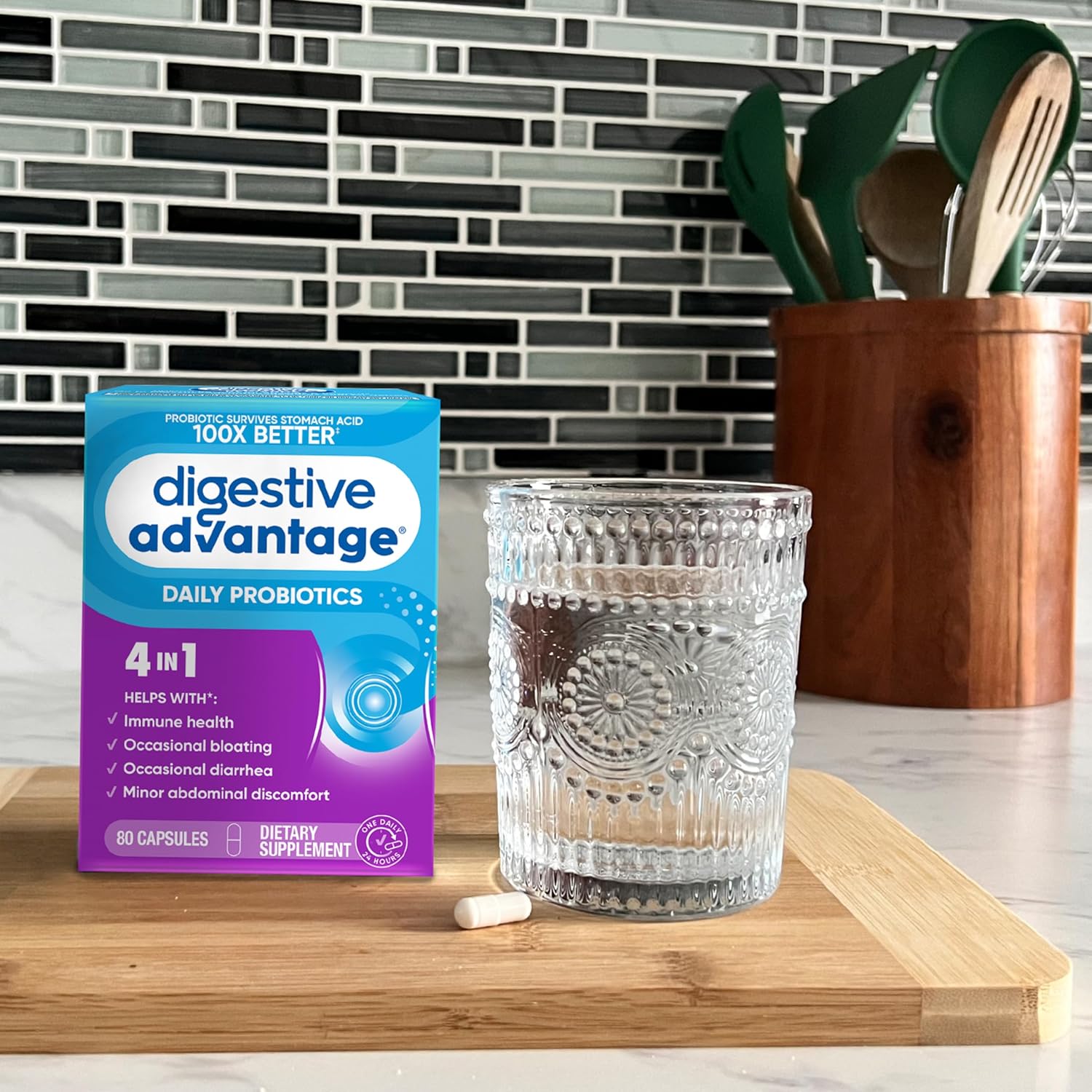 Digestive Advantage Probiotics for Men and Women, 80ct Capsules, Supports Gut Health and Immune System, Reduces Bloating and Diarrhea