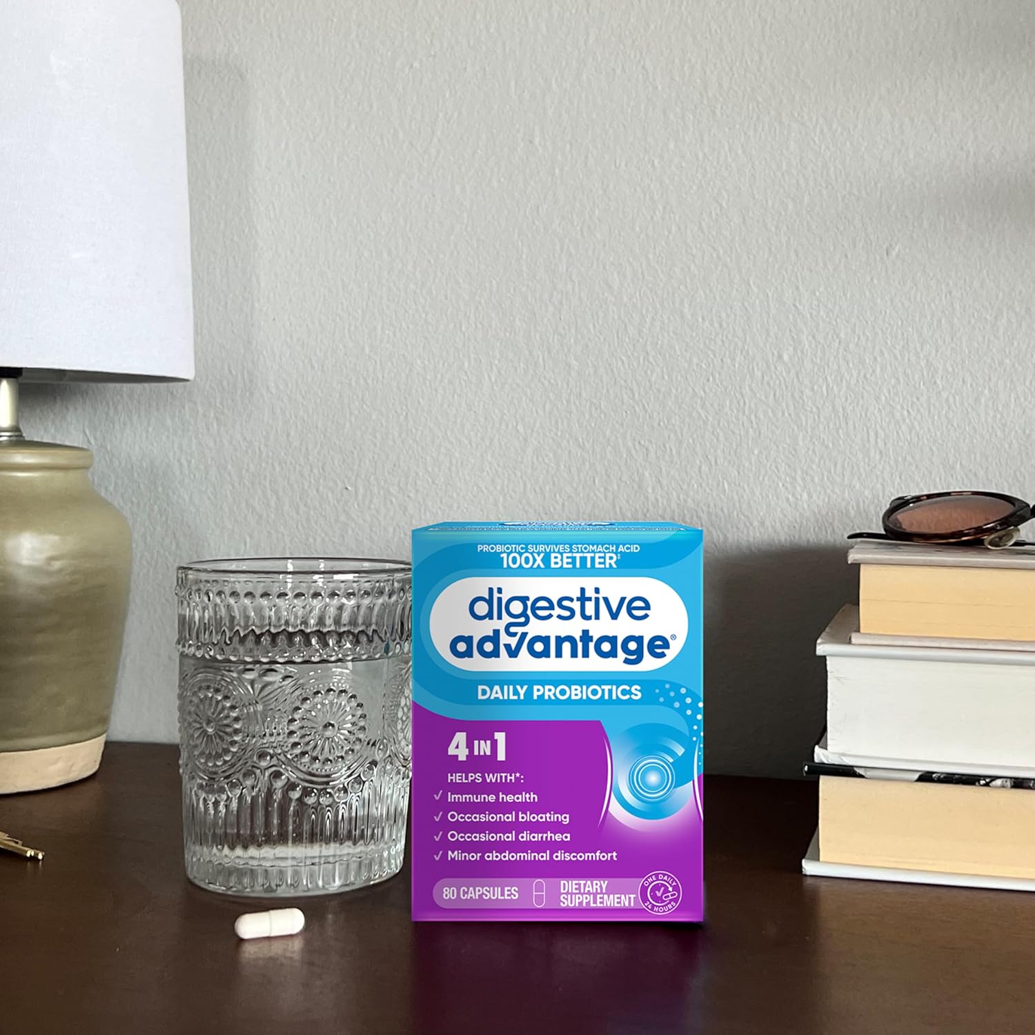 Digestive Advantage Probiotics for Men and Women, 80ct Capsules, Supports Gut Health and Immune System, Reduces Bloating and Diarrhea