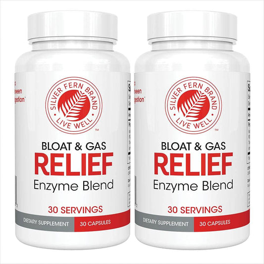 Digestive Enzyme Blend for Bloat & Gas Relief - 60 Servings, FODMAP Friendly Supplement - Includes Tolerase L & Pectinase (2 Bottles)