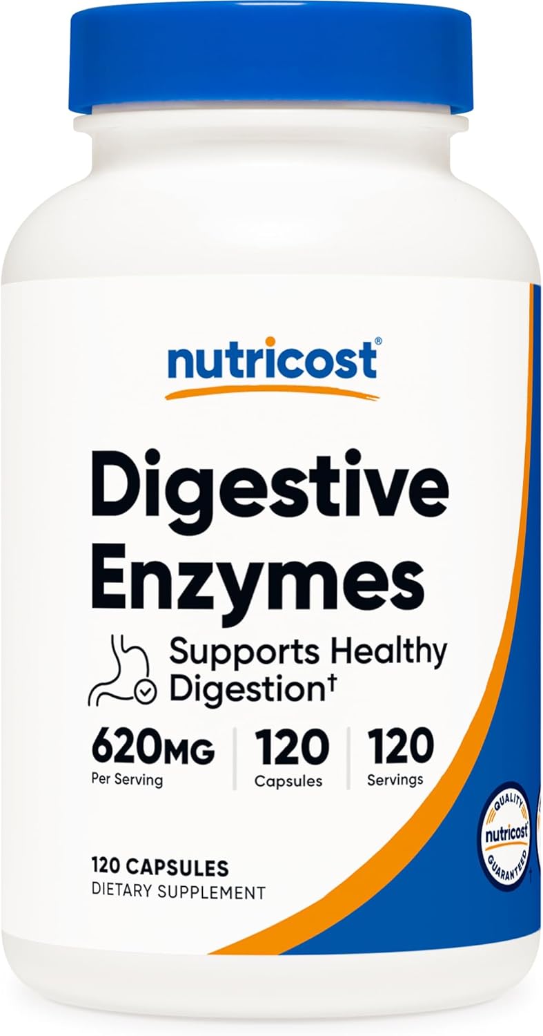 Digestive Enzyme Supplement 620mg - 120 Veggie Capsules (3 Bottles) by Nutricost