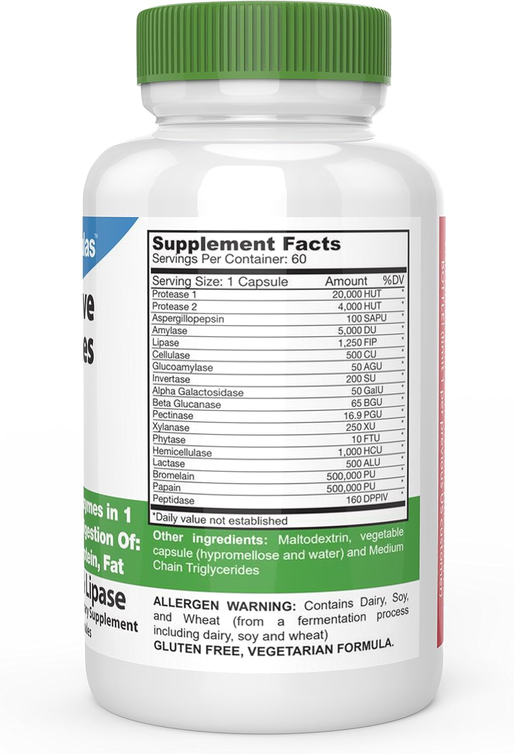 Digestive Enzyme Supplement for Bloating Relief, Gas, Lactose Intolerance - 60 Capsules