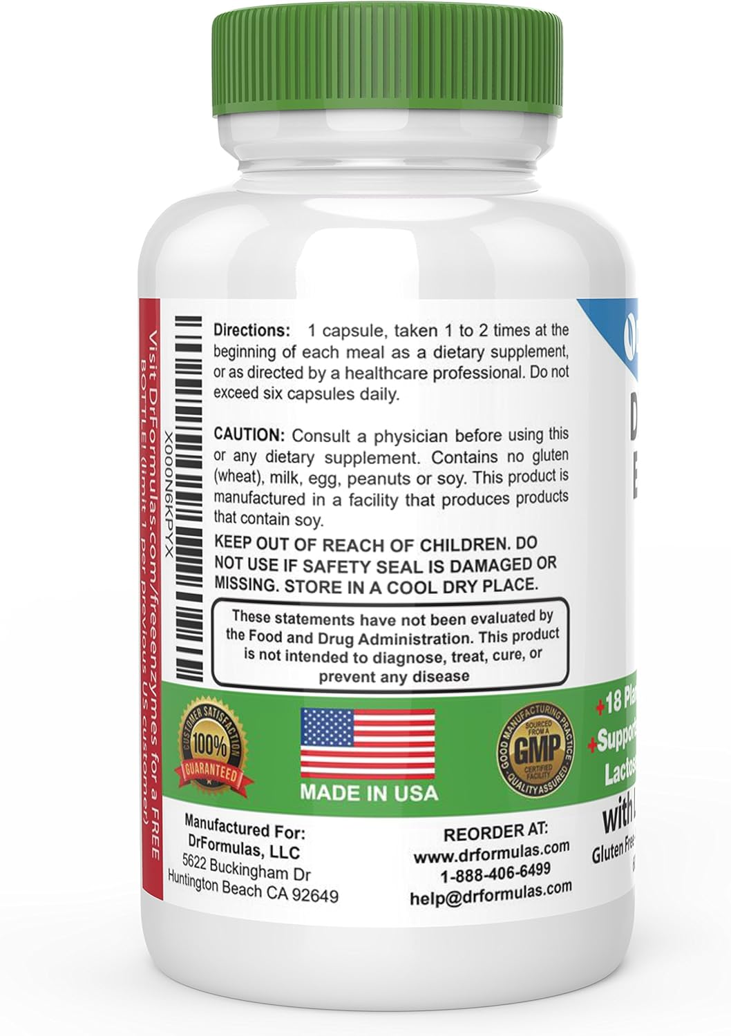 Digestive Enzyme Supplement for Bloating Relief, Gas, Lactose Intolerance - 60 Capsules