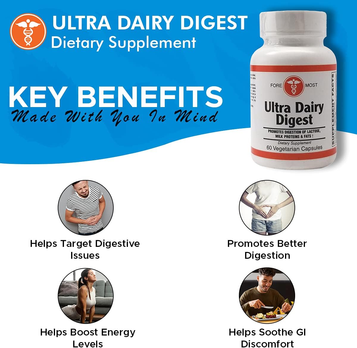 Digestive Enzyme Supplement for Holistic Health, Supports Digestion and Energy, 60 Capsules