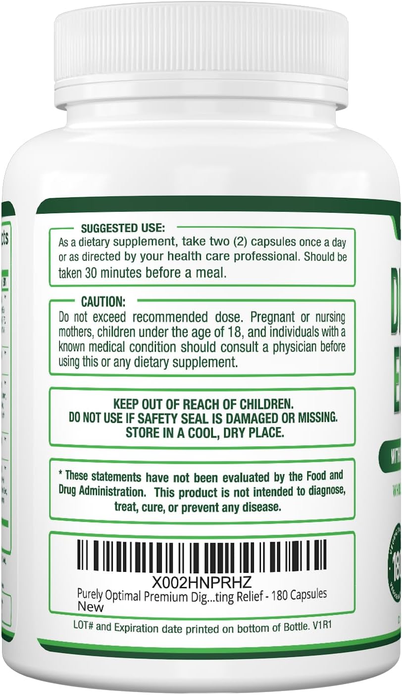 Digestive Enzyme Supplement with 12 Enzymes, Probiotics & Prebiotics - Gut Health Support for Bloating, Gas & Digestive Discomfort - 180 Capsules