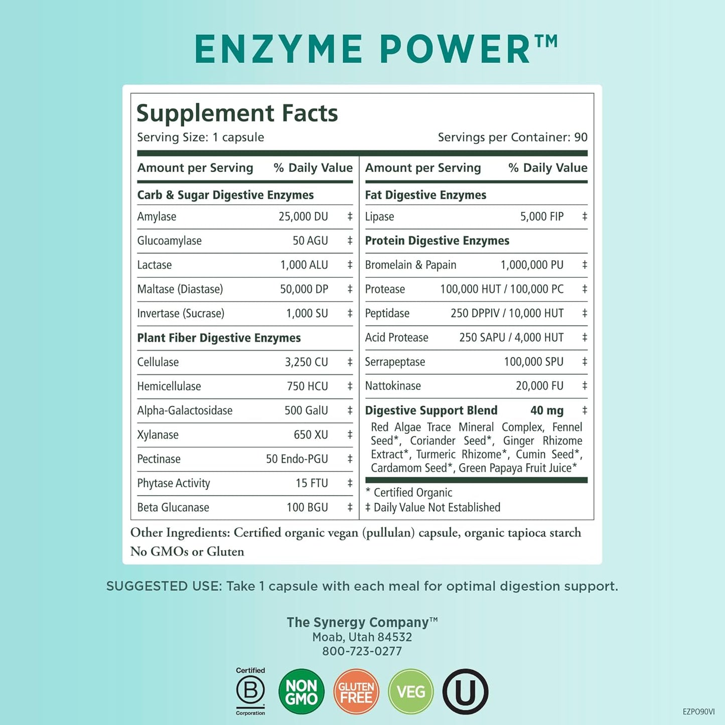 Digestive Enzyme Supplement with Nattokinase, Bromelain, and Serrapeptase for Gut Health (90 Capsules)