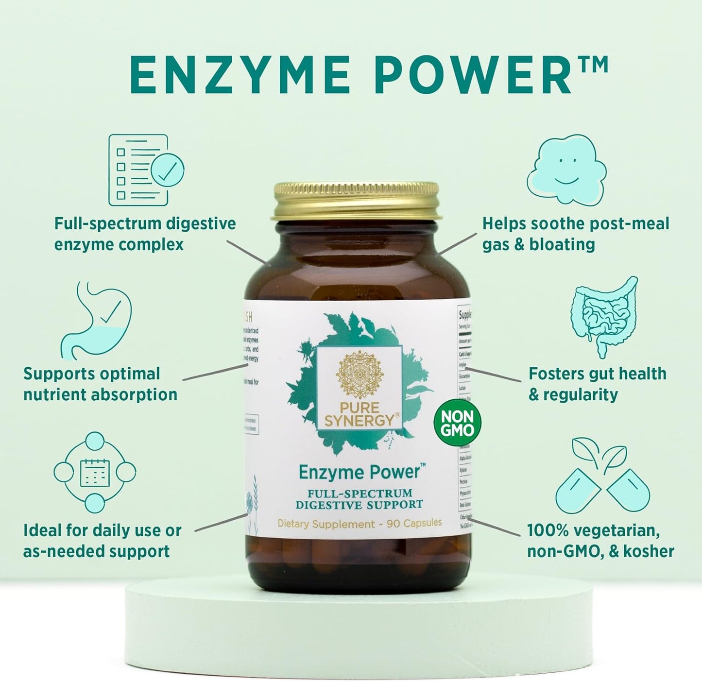 Digestive Enzyme Supplement with Nattokinase, Bromelain, and Serrapeptase for Gut Health (90 Capsules)