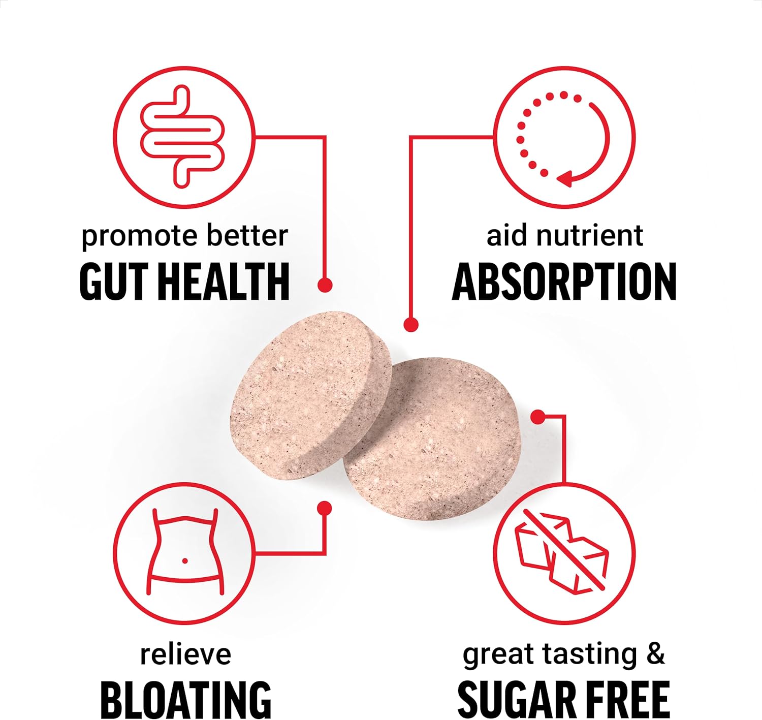 Digestive Enzyme Supplement with Papaya, Amylase, and Bromelain - 180 Chewable Tablets for Healthy Digestion and Bloating Relief - Tropical Fruit Flavor, Sugar Free, Non-GMO