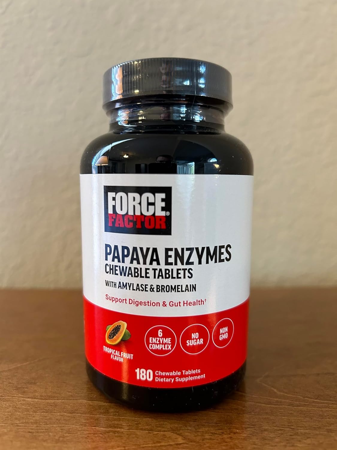 Digestive Enzyme Supplement with Papaya, Amylase, and Bromelain - 180 Chewable Tablets for Healthy Digestion and Bloating Relief - Tropical Fruit Flavor, Sugar Free, Non-GMO