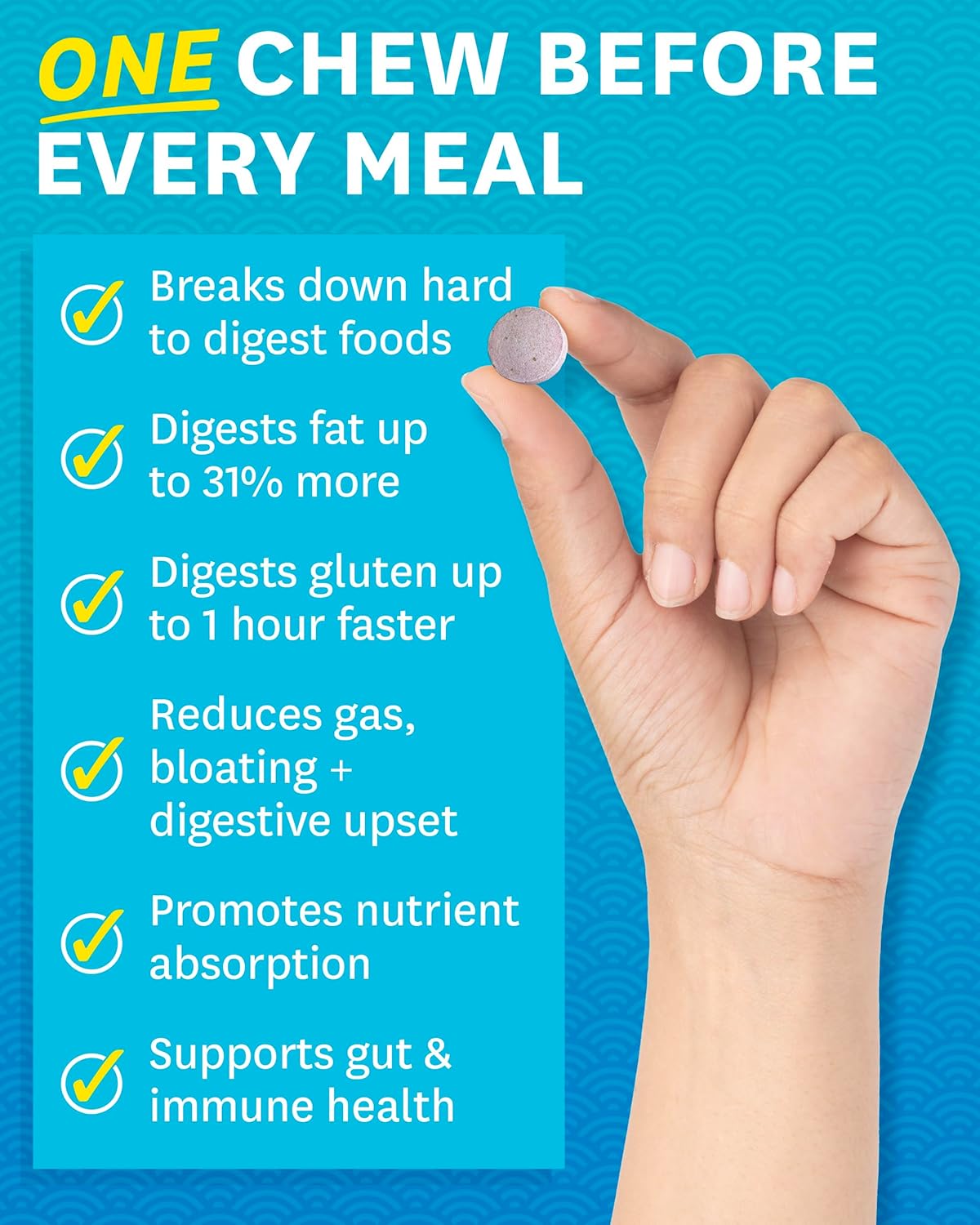 Digestive Enzymes Chewable Supplement with Papaya & Bromelain for Gut Health and Bloating Relief - 30 Berry Flavor Tablets for Men and Women by Zenwise Health