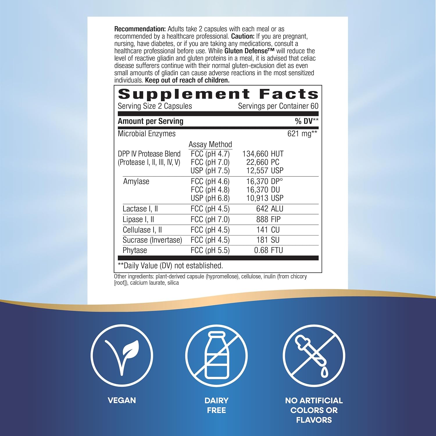 Digestive Enzymes for Gluten and Dairy Digestion - 120 Vegan Capsules