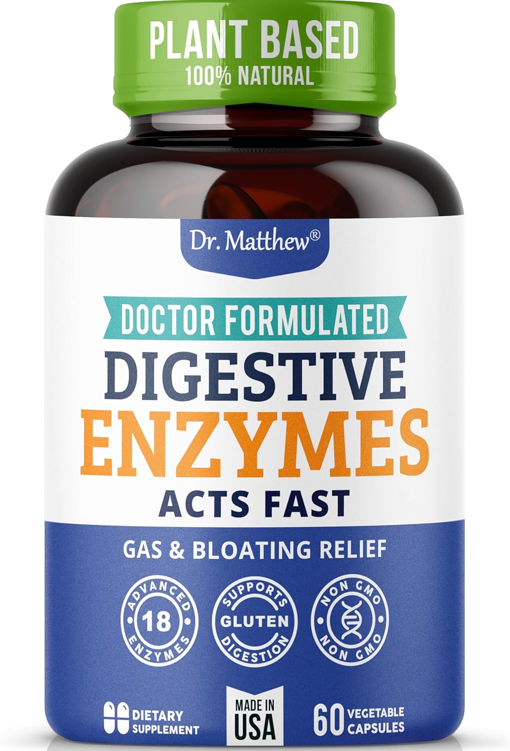 Digestive Enzymes for Men & Women with Lactase Lipase Amylase Bromelain - Gas Relief & Digestive Health - Gallbladder Support & Supplements