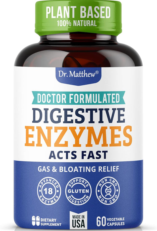 Digestive Enzymes for Men & Women with Lactase Lipase Amylase Bromelain - Gas Relief & Digestive Health - Gallbladder Support & Supplements