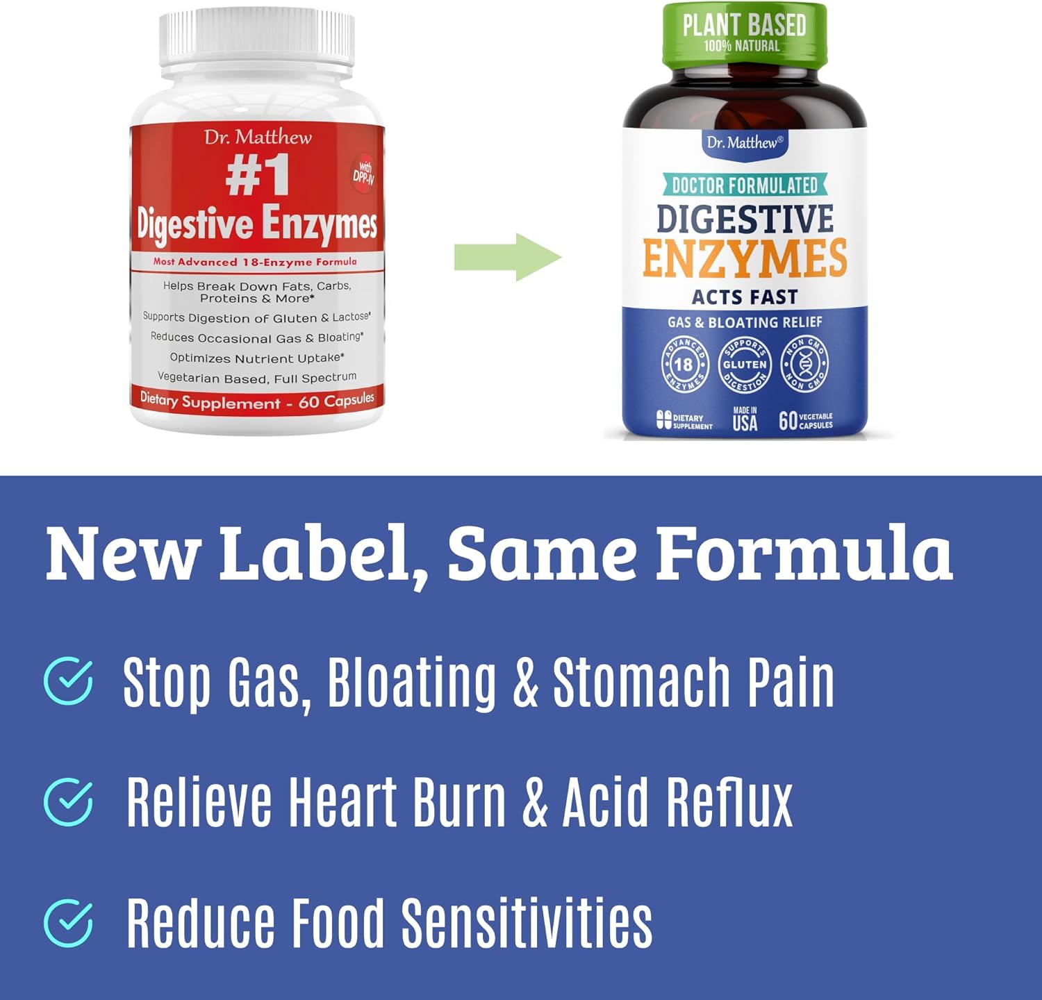 Digestive Enzymes for Men & Women with Lactase Lipase Amylase Bromelain - Gas Relief & Digestive Health - Gallbladder Support & Supplements