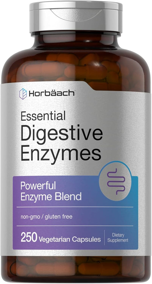 Digestive Enzymes Supplement | 250 Capsules | Enzyme Blend for Men & Women | Non-GMO & Gluten Free