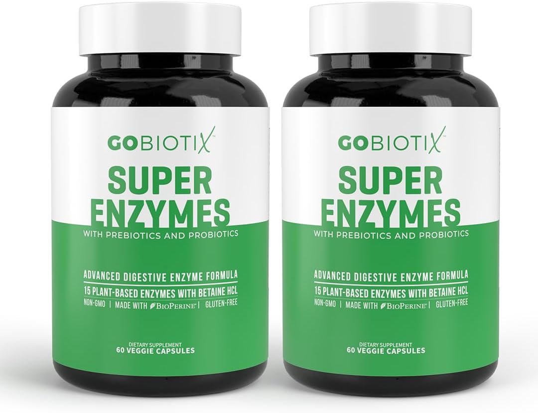 Digestive Enzymes Supplement with Prebiotics and Probiotics for Gut Health - Gluten and Lactose Digestion Support - Plant Based - 120 Capsules