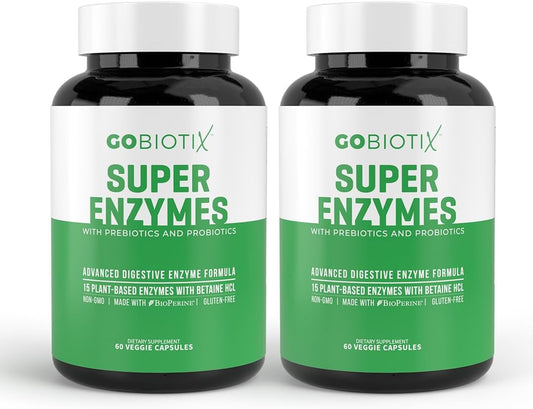Digestive Enzymes Supplement with Prebiotics and Probiotics for Gut Health - Gluten and Lactose Digestion Support - Plant Based - 120 Capsules