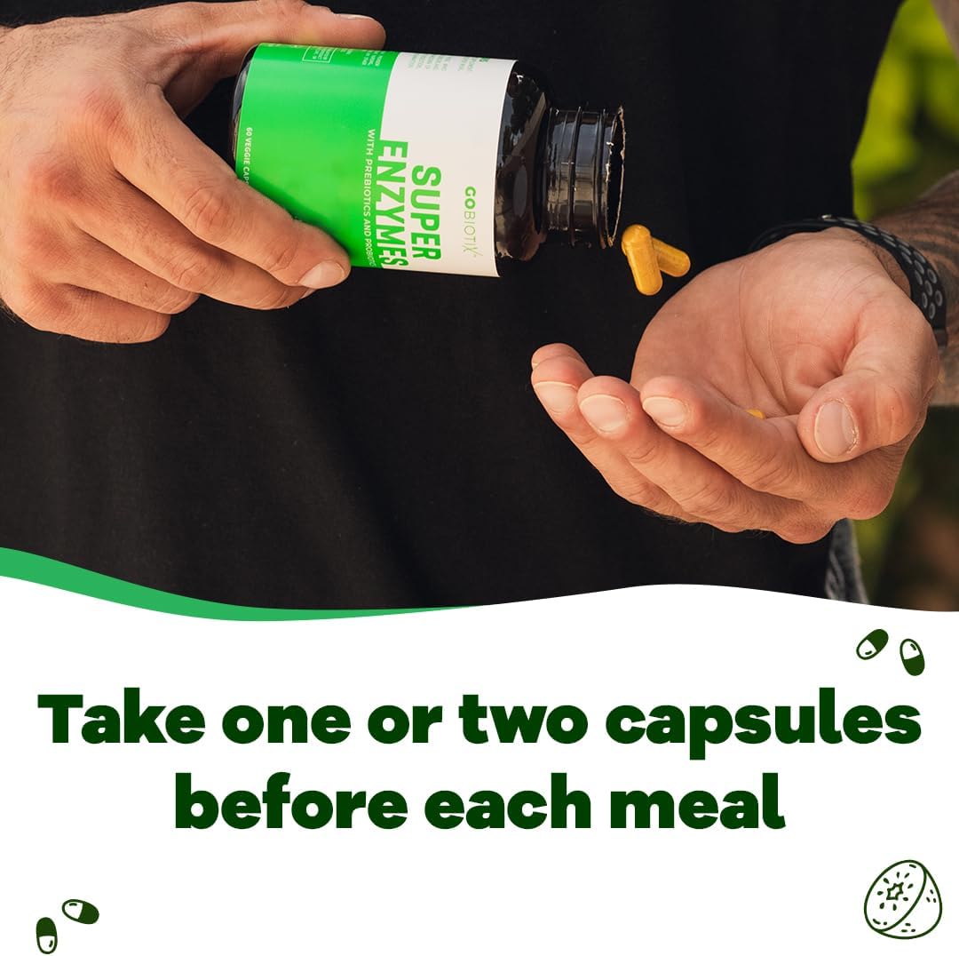 Digestive Enzymes Supplement with Prebiotics and Probiotics for Gut Health - Gluten and Lactose Digestion Support - Plant Based - 120 Capsules