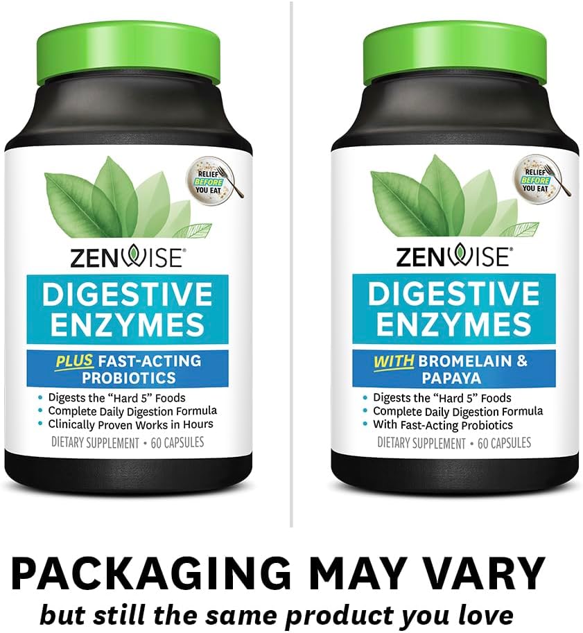 Digestive Enzymes with Bromelain, Prebiotics, and Probiotics - Gut Health Support for Women and Men - Bloating Relief - 60 CT