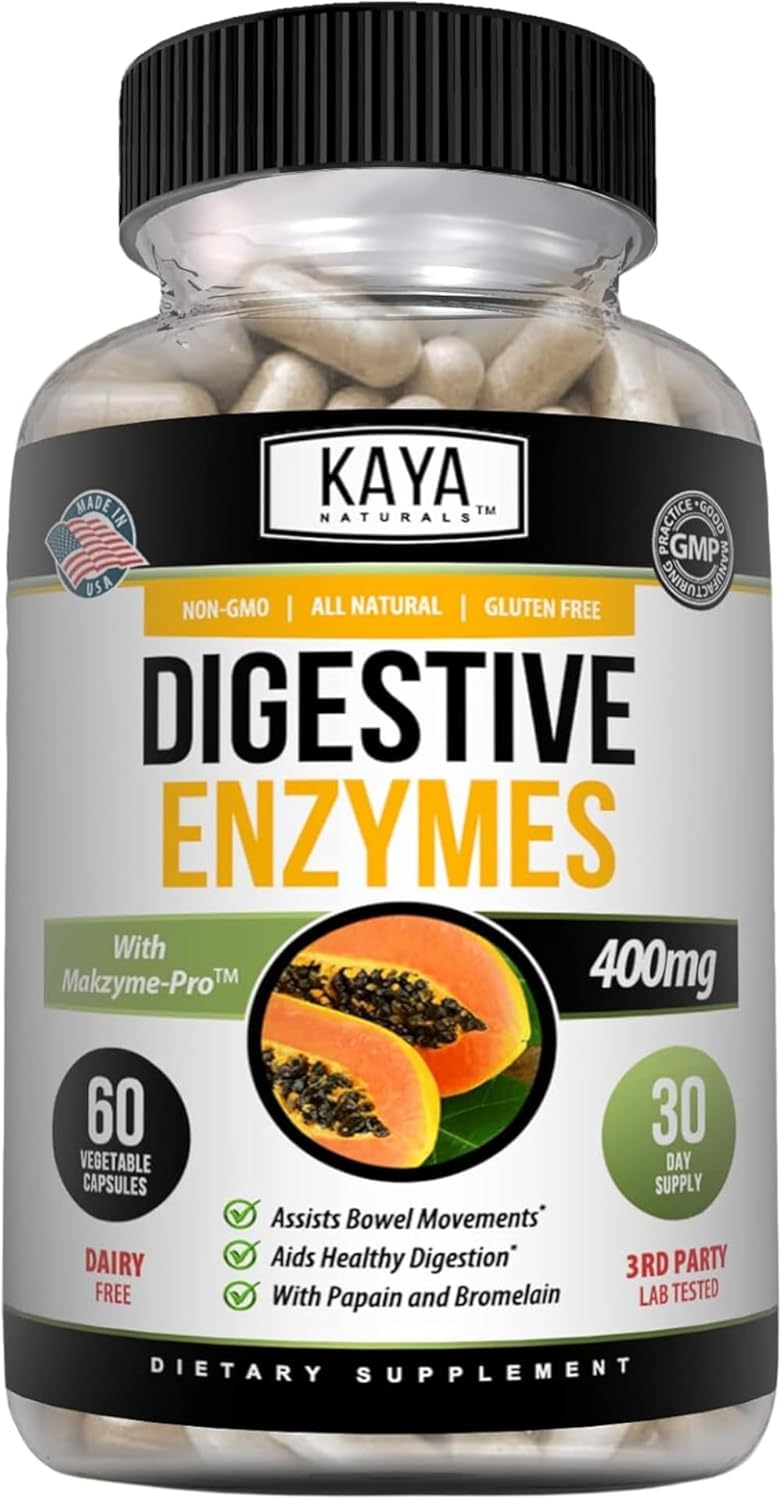 Digestive Enzymes with Prebiotics & Probiotics for Constipation & Bloating Relief - Weight Management Support - Immune Function Aid - 60 Veggie Capsules