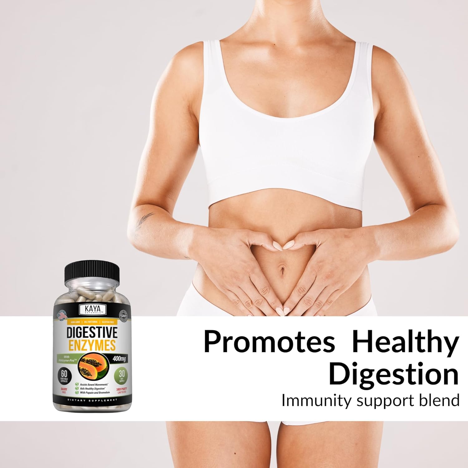 Digestive Enzymes with Prebiotics & Probiotics for Constipation & Bloating Relief - Weight Management Support - Immune Function Aid - 60 Veggie Capsules
