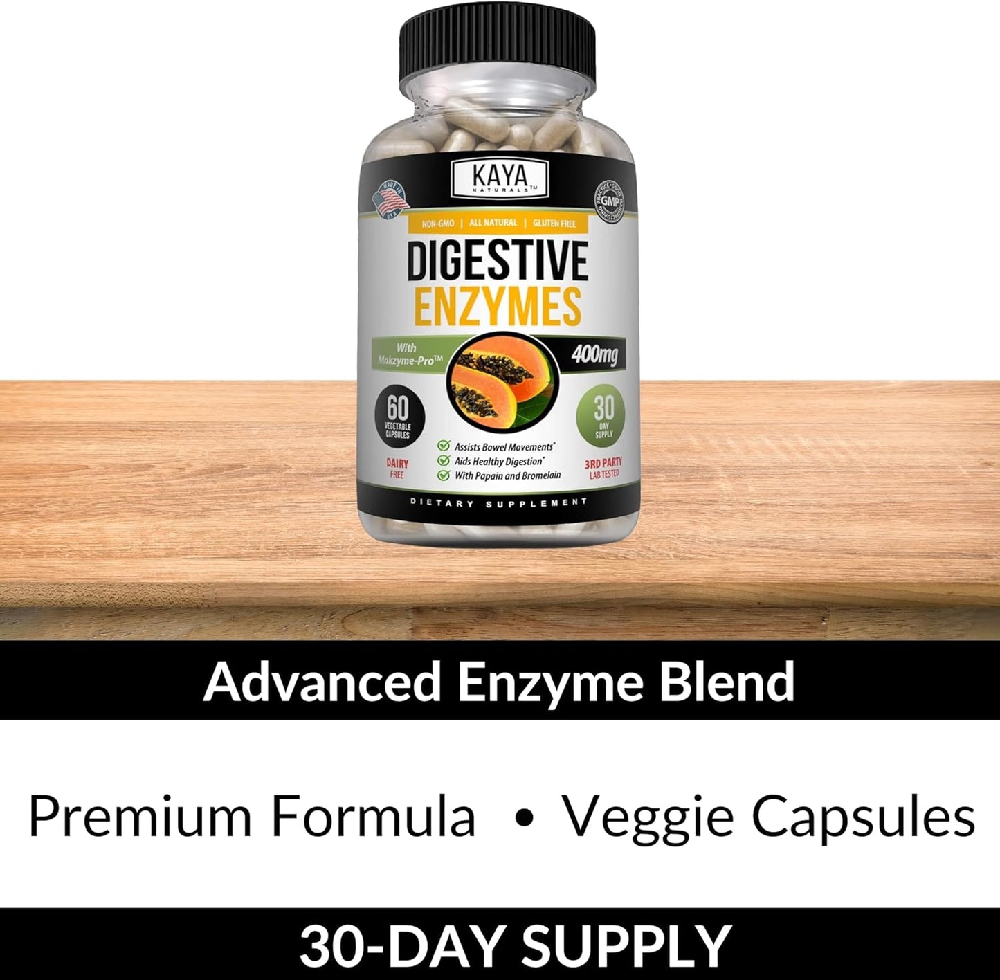 Digestive Enzymes with Prebiotics & Probiotics for Constipation & Bloating Relief - Weight Management Support - Immune Function Aid - 60 Veggie Capsules