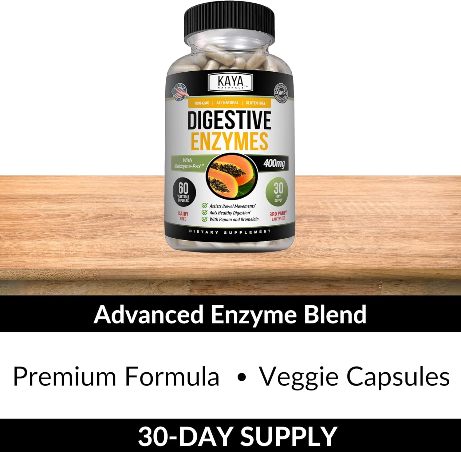 Digestive Enzymes with Prebiotics & Probiotics for Constipation & Bloating Relief - Weight Management Support - Immune Function Aid - 60 Veggie Capsules