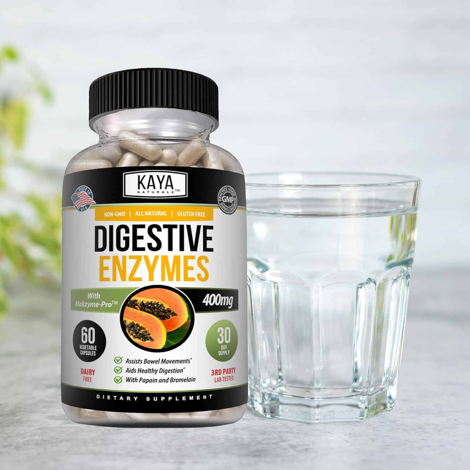 Digestive Enzymes with Prebiotics & Probiotics for Constipation & Bloating Relief - Weight Management Support - Immune Function Aid - 60 Veggie Capsules