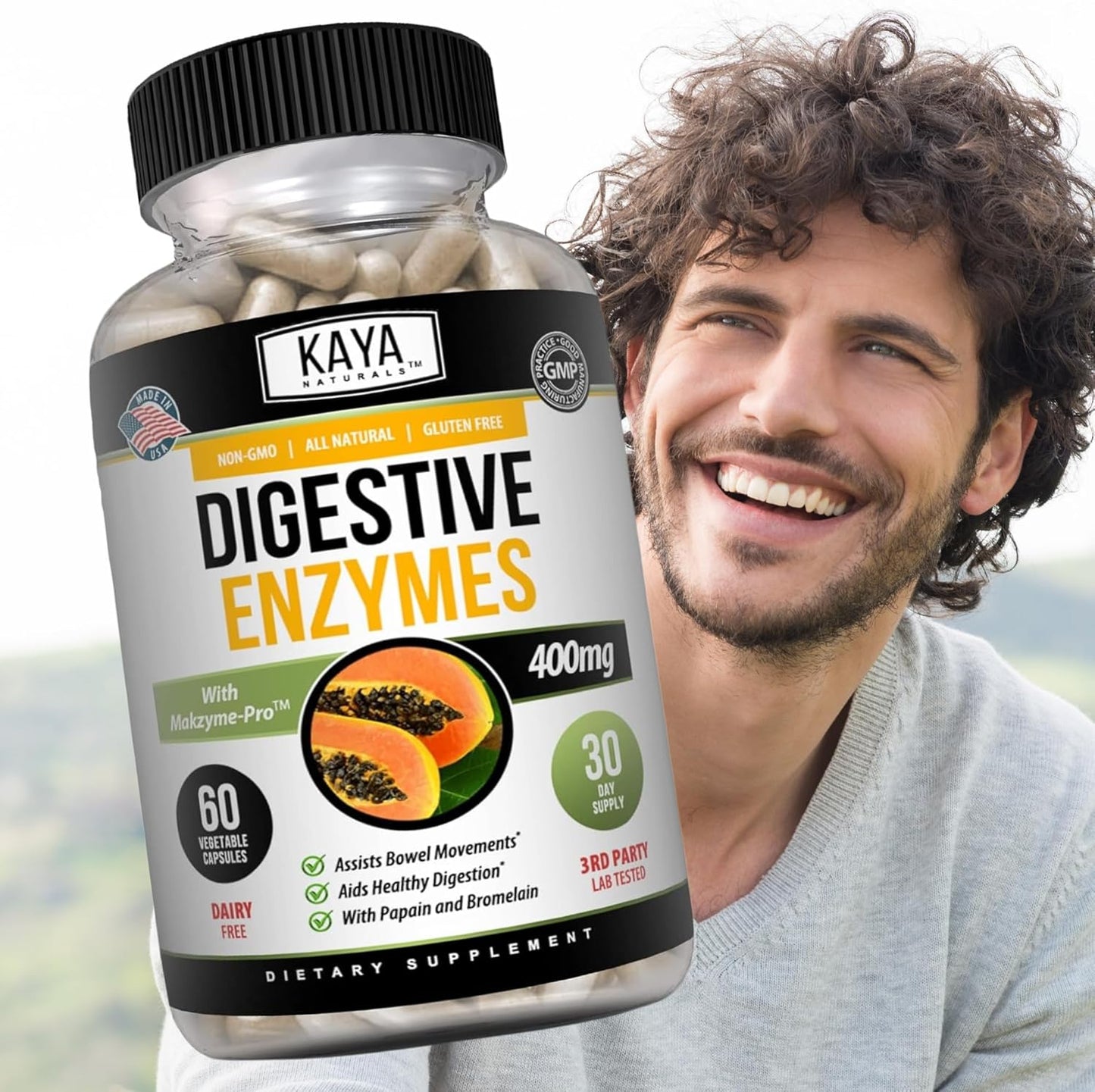Digestive Enzymes with Prebiotics & Probiotics for Constipation & Bloating Relief - Weight Management Support - Immune Function Aid - 60 Veggie Capsules