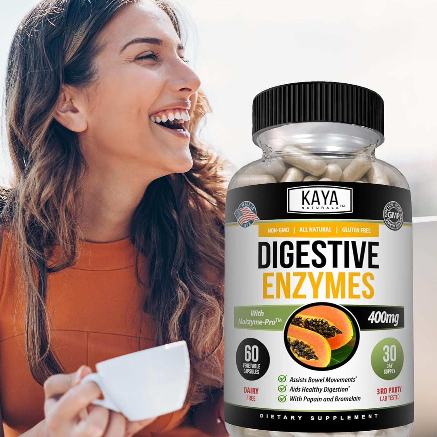 Digestive Enzymes with Prebiotics & Probiotics for Constipation & Bloating Relief - Weight Management Support - Immune Function Aid - 60 Veggie Capsules