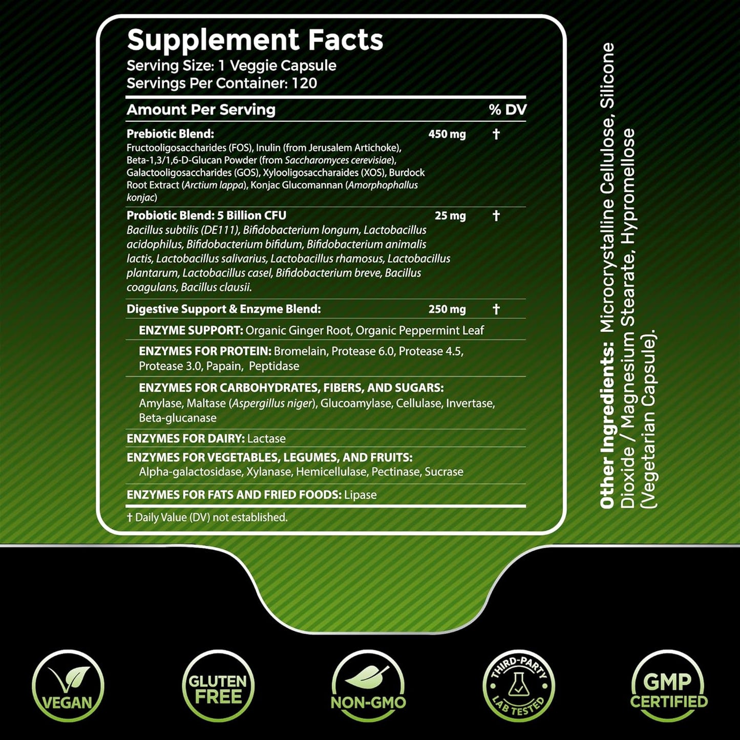 Digestive Enzymes with Probiotics and Prebiotics - 5 Billion CFUs - Support Digestion & Gut Health - 240 Capsules Total