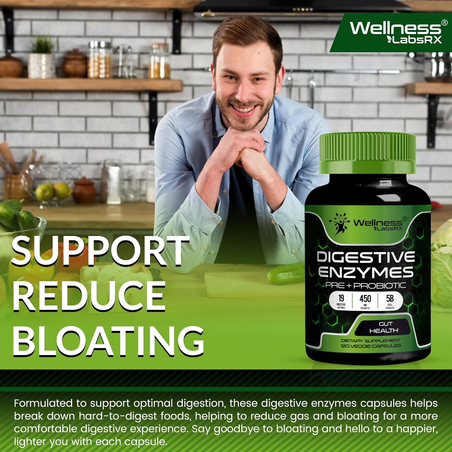 Digestive Enzymes with Probiotics and Prebiotics - 5 Billion CFUs - Support Digestion & Gut Health - 240 Capsules Total