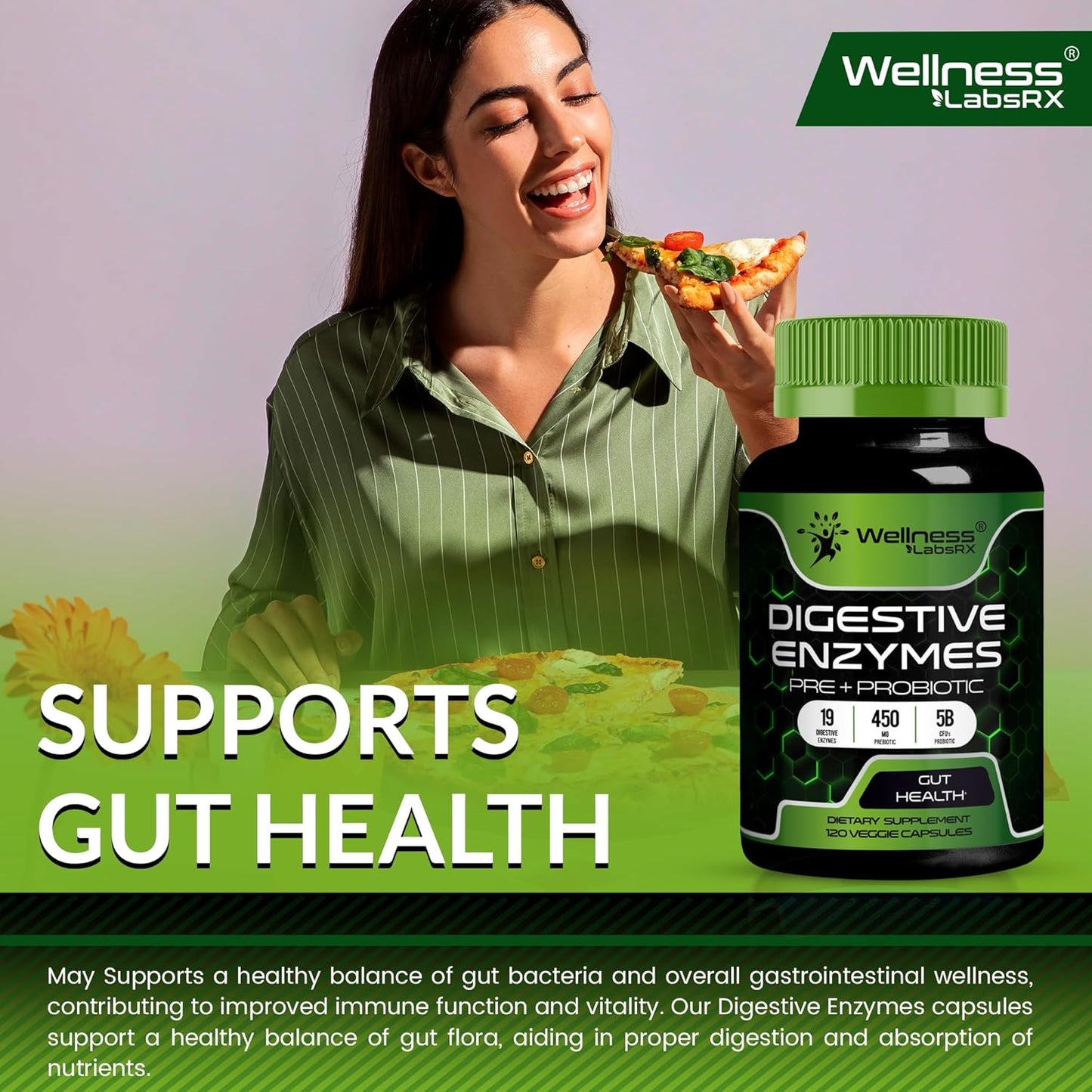 Digestive Enzymes with Probiotics and Prebiotics - 5 Billion CFUs - Support Digestion & Gut Health - 240 Capsules Total